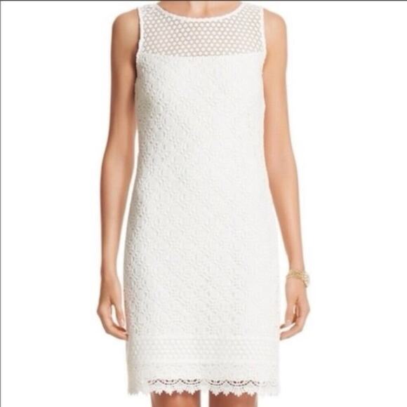 White House Black Market Dresses & Skirts - White House Black Market WHBM Sleeves Dress Size 4 White Crochet Mini